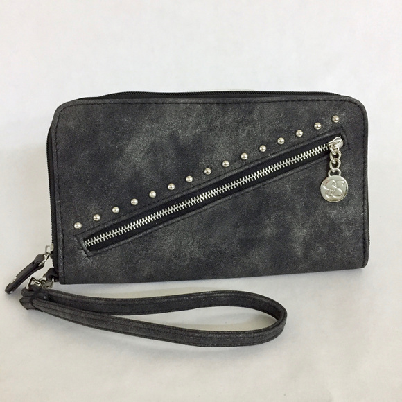 Jessica Simpson Handbags - Jessica Simpson Grey Zip Around Wristlet Wallet